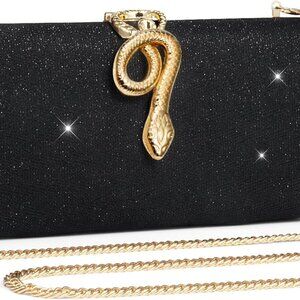 Chic Women's Evening Clutch: Kiss Lock, Detachable Chain, Perfect for Parties